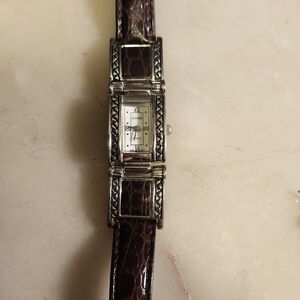 Sunrise Women's Quartz Watch Silver Tones & Faux Leather Band